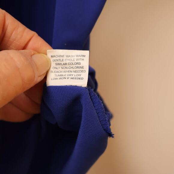 Element Blue Blouse Button Front Size 2XL Short Sleeves Collar Shldr Inserts - Picture 12 of 16